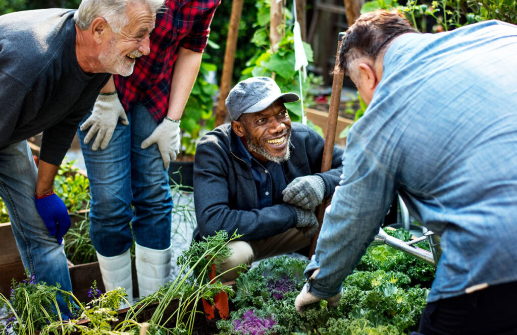 community gardeners gardening