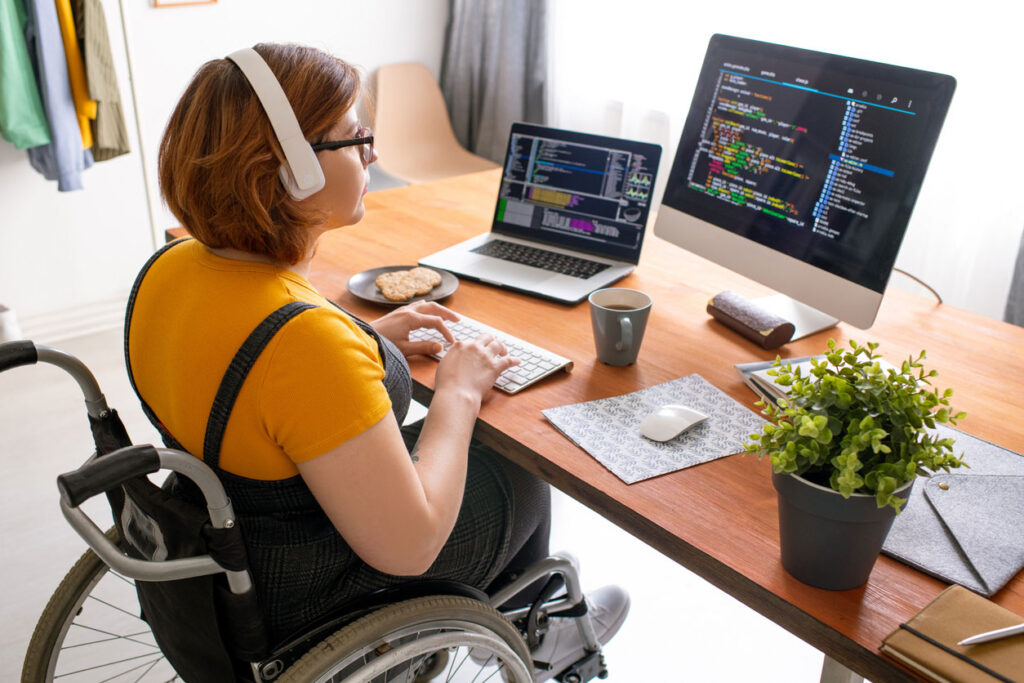 disabled woman using a computer