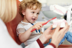 boy in a dentist chair